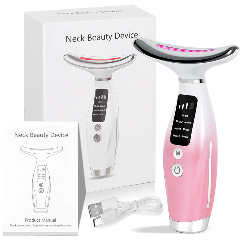 7 Color Facial Neck Massager EMS Micro-Current Neck Face Beauty Device for Enhanced Face Neck and Shoulder Care with Vibrating