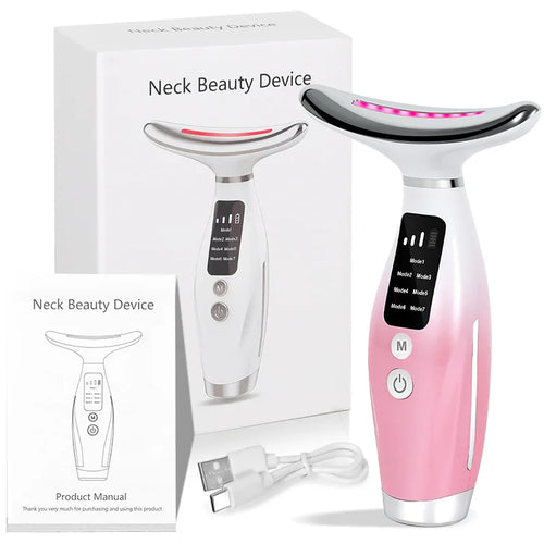 7 Color Facial Neck Massager EMS Micro-Current Neck Face Beauty Device for Enhanced Face Neck and Shoulder Care with Vibrating